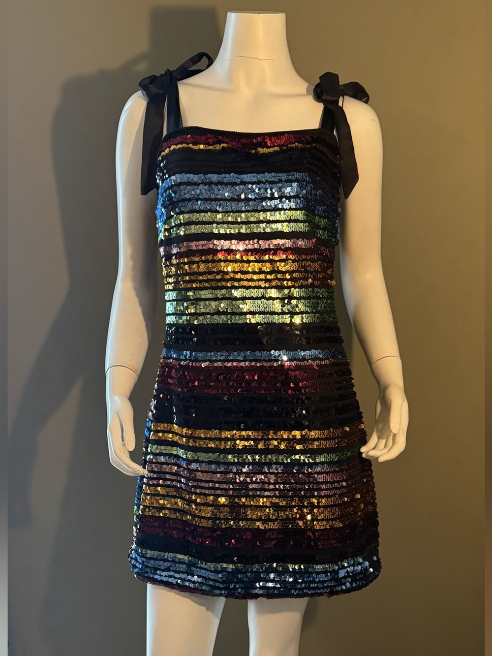 Dance & Marvel Multicolor Sequin Stripe Mini Dress